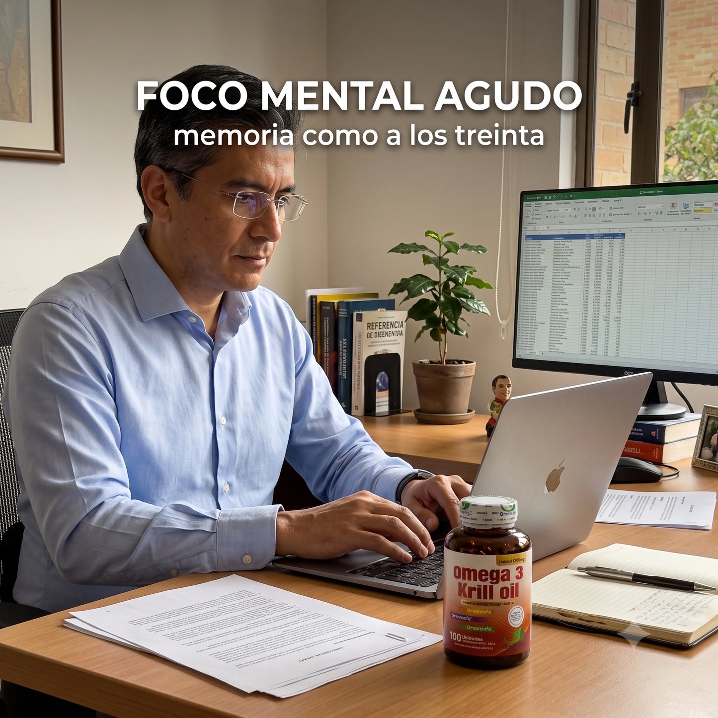 Omega 3 Krill Oil 1300mg · 100 Cápsulas · Astaxantina + Fosfolípidos