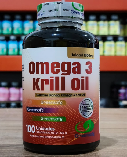 Omega 3 Krill Oil 1300mg FitLyfeStore · 100 softgels · Astaxantina + fosfolípidos · Absorción superior al aceite de pescado
